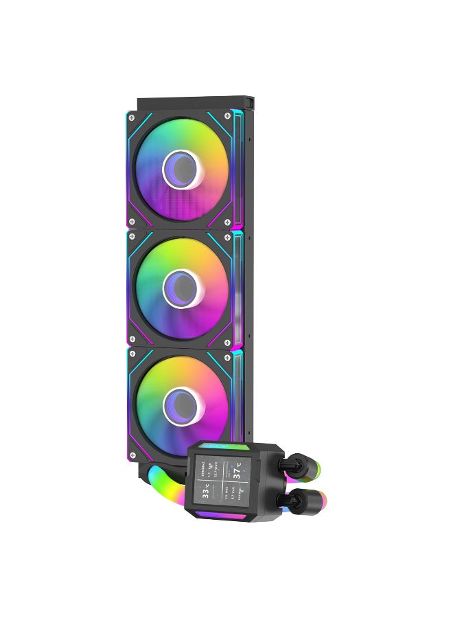 SHARX PROFIN 360mm Liquid CPU Cooler with 2.8 Inch LCD Display, Triple 120mm ARGB Fans, High Density Aluminum Radiator, 250W TDP Support, Intel & AMD Compatible, Black - Image 3